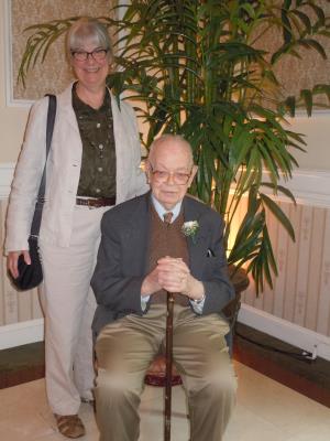 seated: Bill Nute,of the Quadrangle in Haverford, age 100