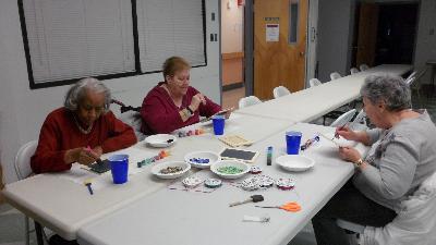 Creating mosaics at Friendship Circle Senior Center