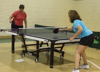 Helene Roth and Marianne Sterin compete in Women's Singles Table Tennis. 