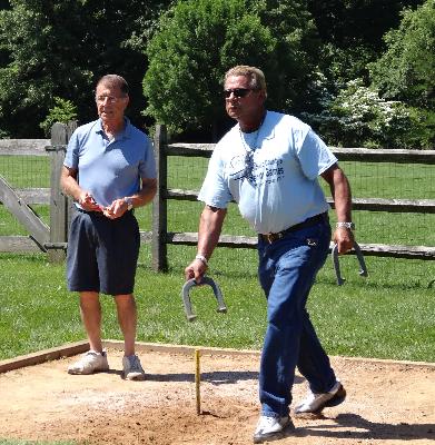 Bill Gant and Joe Crisante compete in Men's Horseshoes at Veteran's Memorial Park in Broomall.