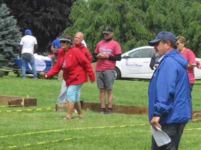 Defending gold medalist,Barb Lenzi, competes in Bocce. 